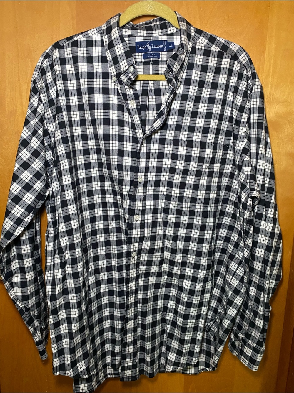 Ralph Lauren Men’s Navy & White Plaid Button-Down Shirt